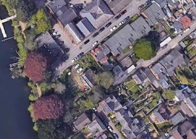 A straight-down birdseye view of the Lake Street development